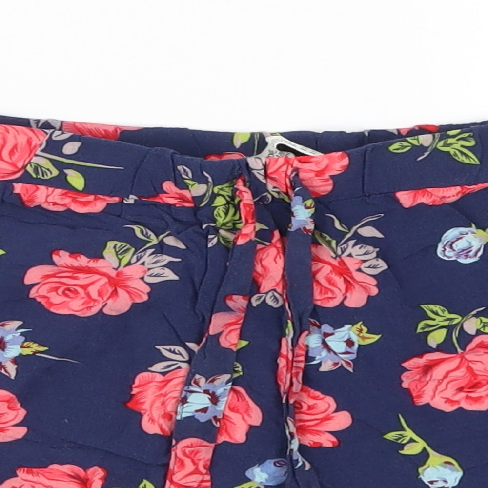 Primark Womens Blue Floral  Mom Shorts Size 10 - Pink Flowers