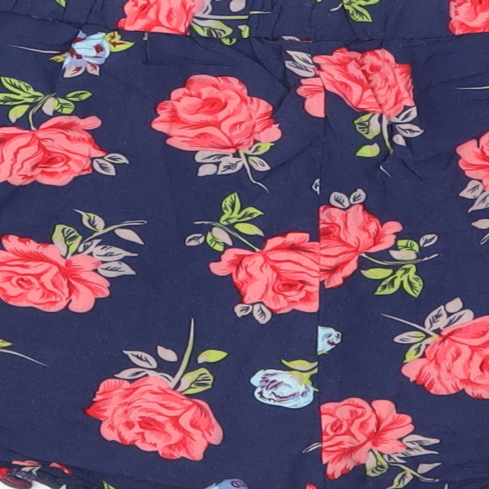 Primark Womens Blue Floral  Mom Shorts Size 10 - Pink Flowers