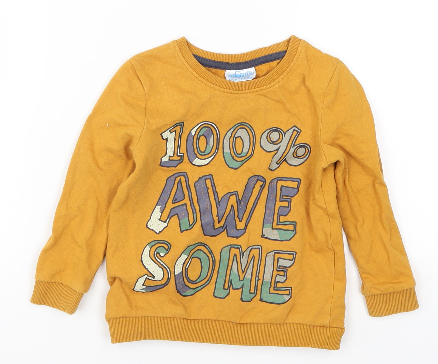 So Cute Boys Orange   Basic T-Shirt Size 18-24 Months  - 100% Awesome