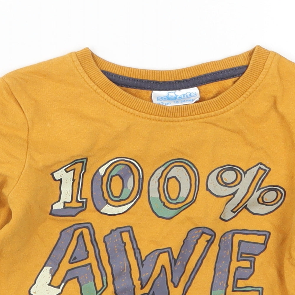 So Cute Boys Orange   Basic T-Shirt Size 18-24 Months  - 100% Awesome