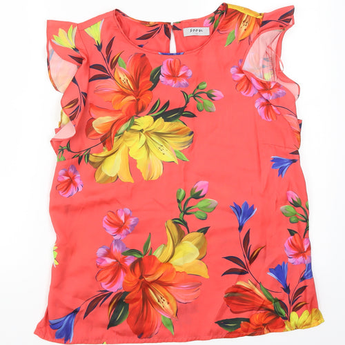 Soon Womens Red Floral  Basic Blouse Size 12