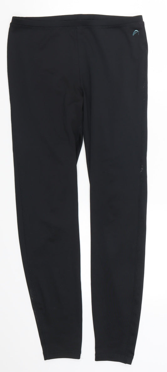 Front view of F&F women’s black track pants leggings, size UK 28, in, 28-inch leg