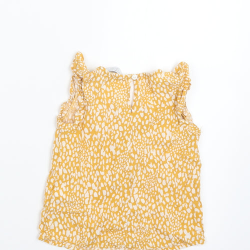 Primark Girls Yellow Geometric  Basic T-Shirt Size 2-3 Years