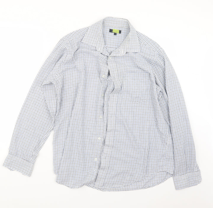 EWM Mens Blue Check Button-Up Size M
