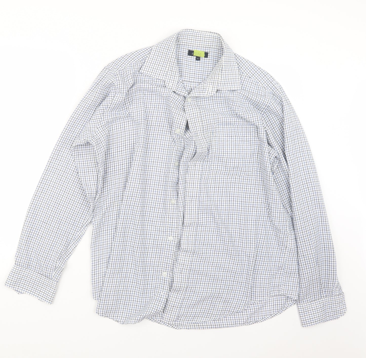 EWM Mens Blue Check   Button-Up Size M