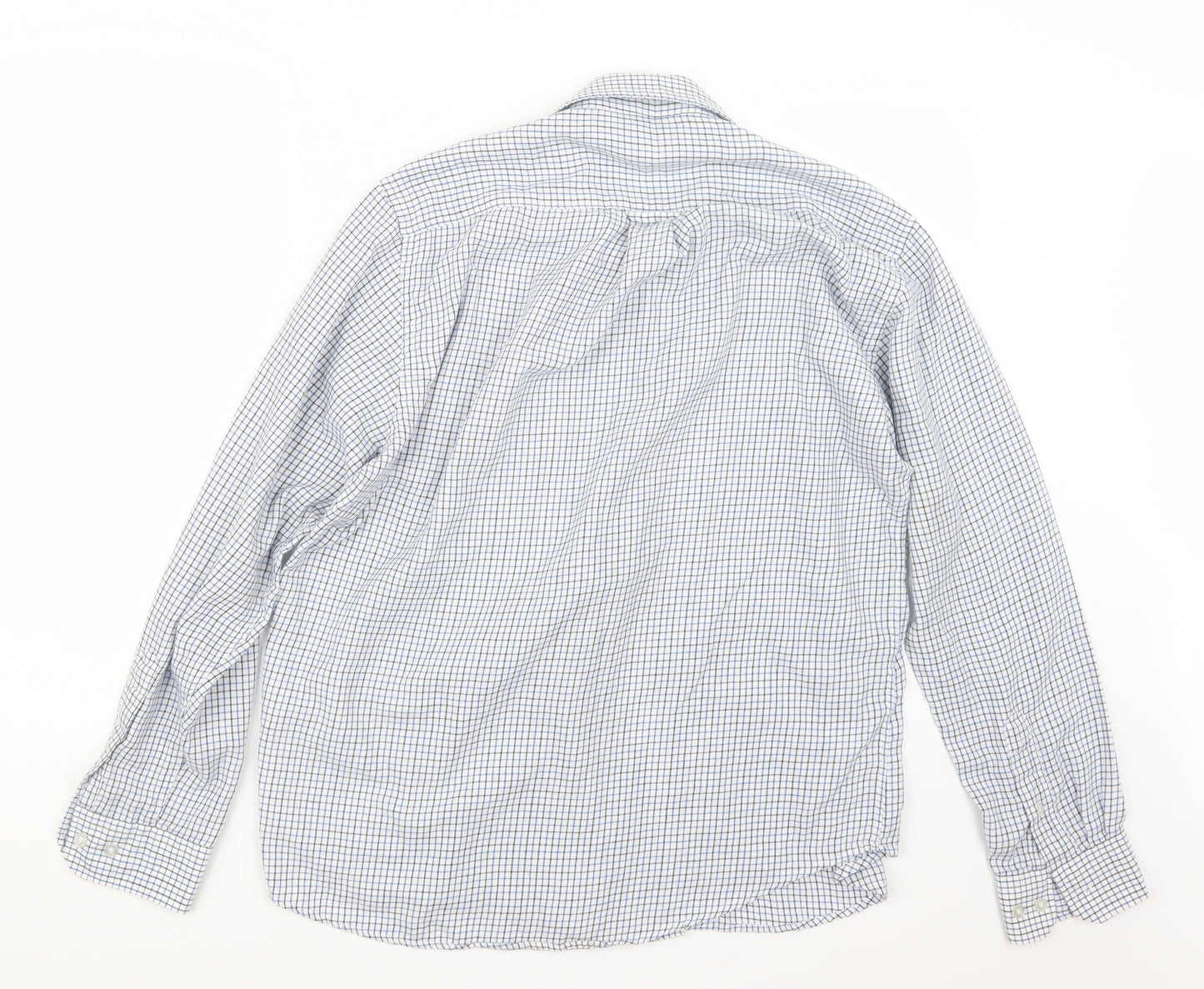 EWM Mens Blue Check   Button-Up Size M