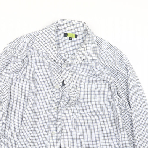 EWM Mens Blue Check   Button-Up Size M