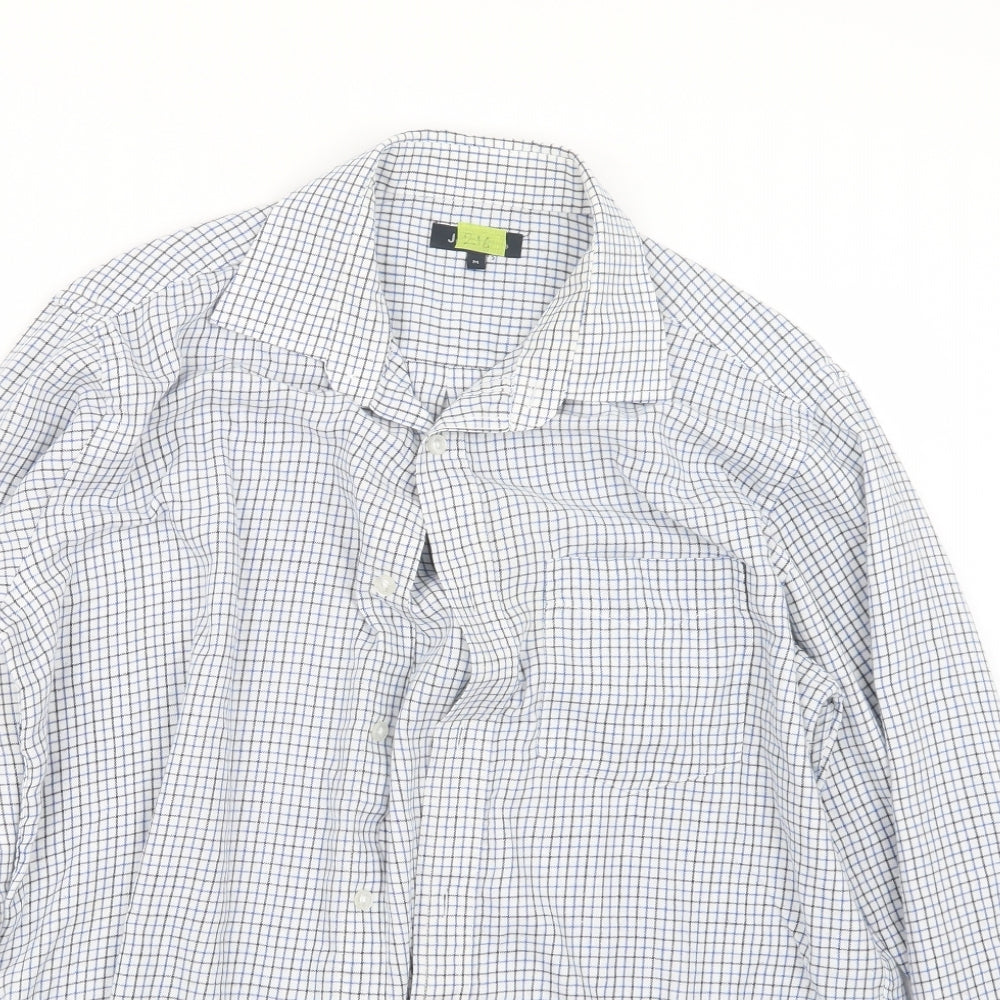 EWM Mens Blue Check   Button-Up Size M