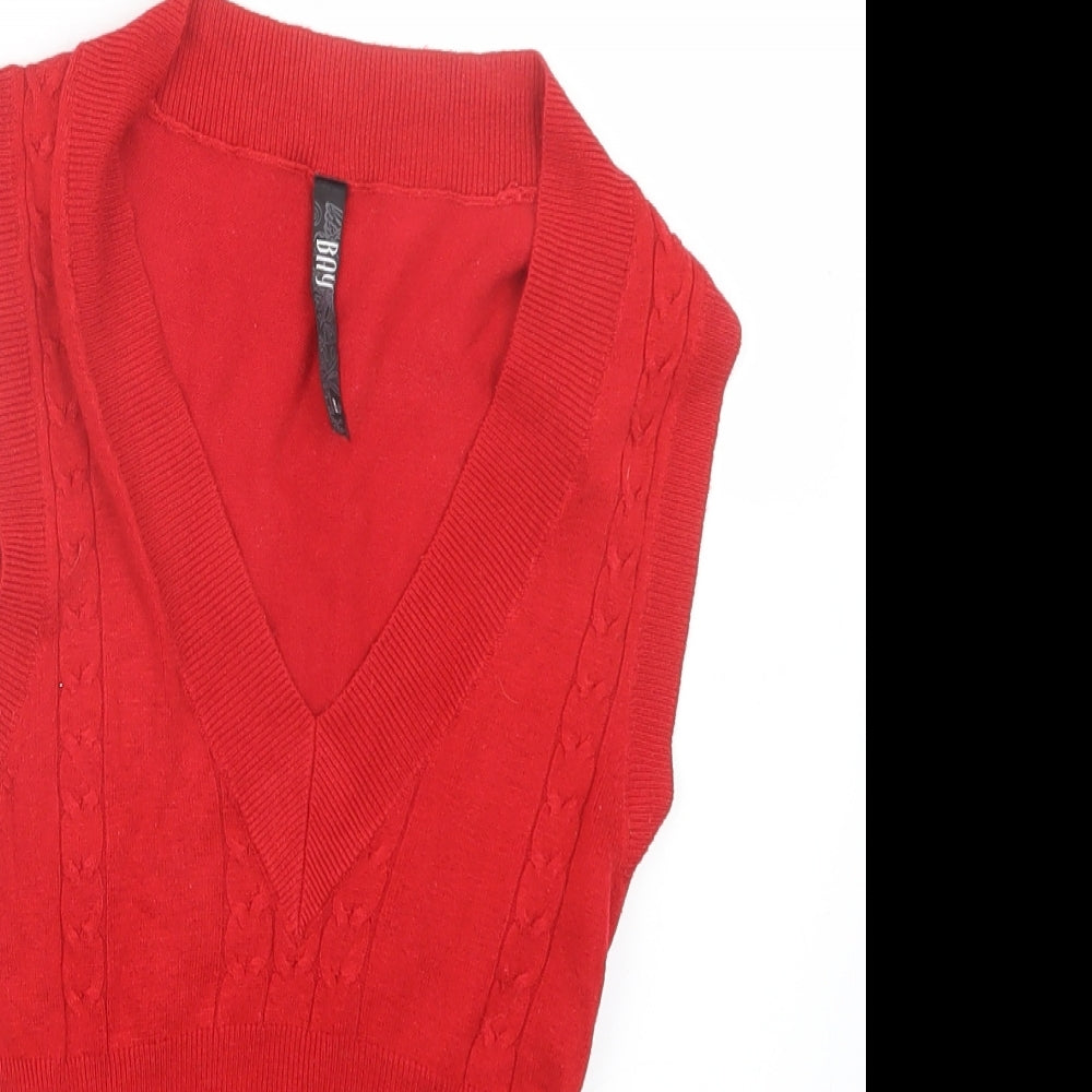 Bay Womens Red  Knit Pullover Jumper Size 8
