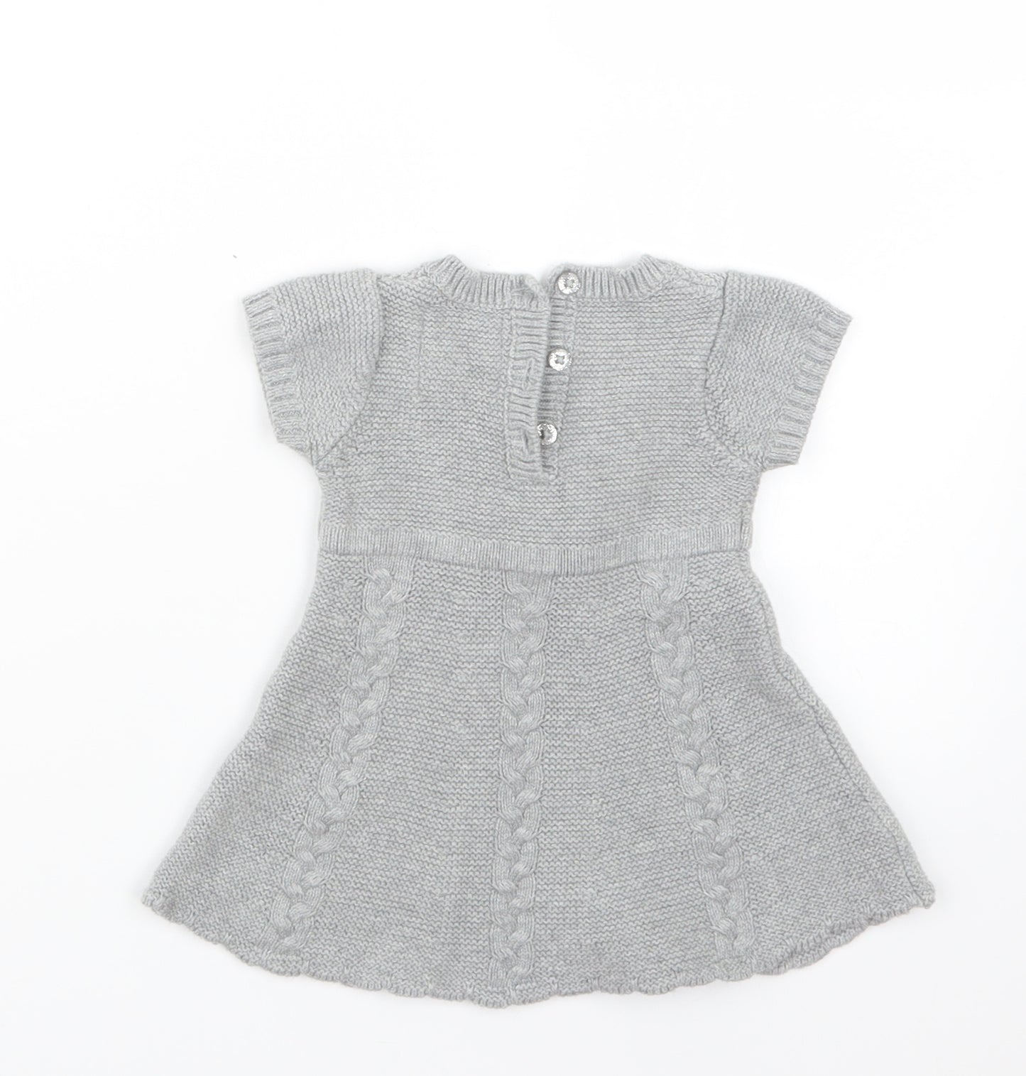 Young Dimension Girls Grey  Knit Jumper Dress  Size 3-6 Months