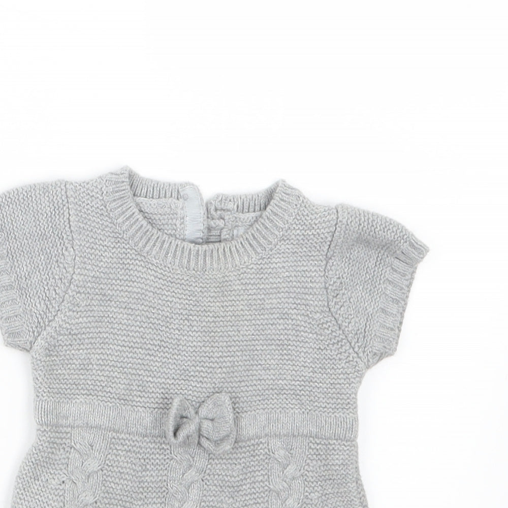 Young Dimension Girls Grey  Knit Jumper Dress  Size 3-6 Months