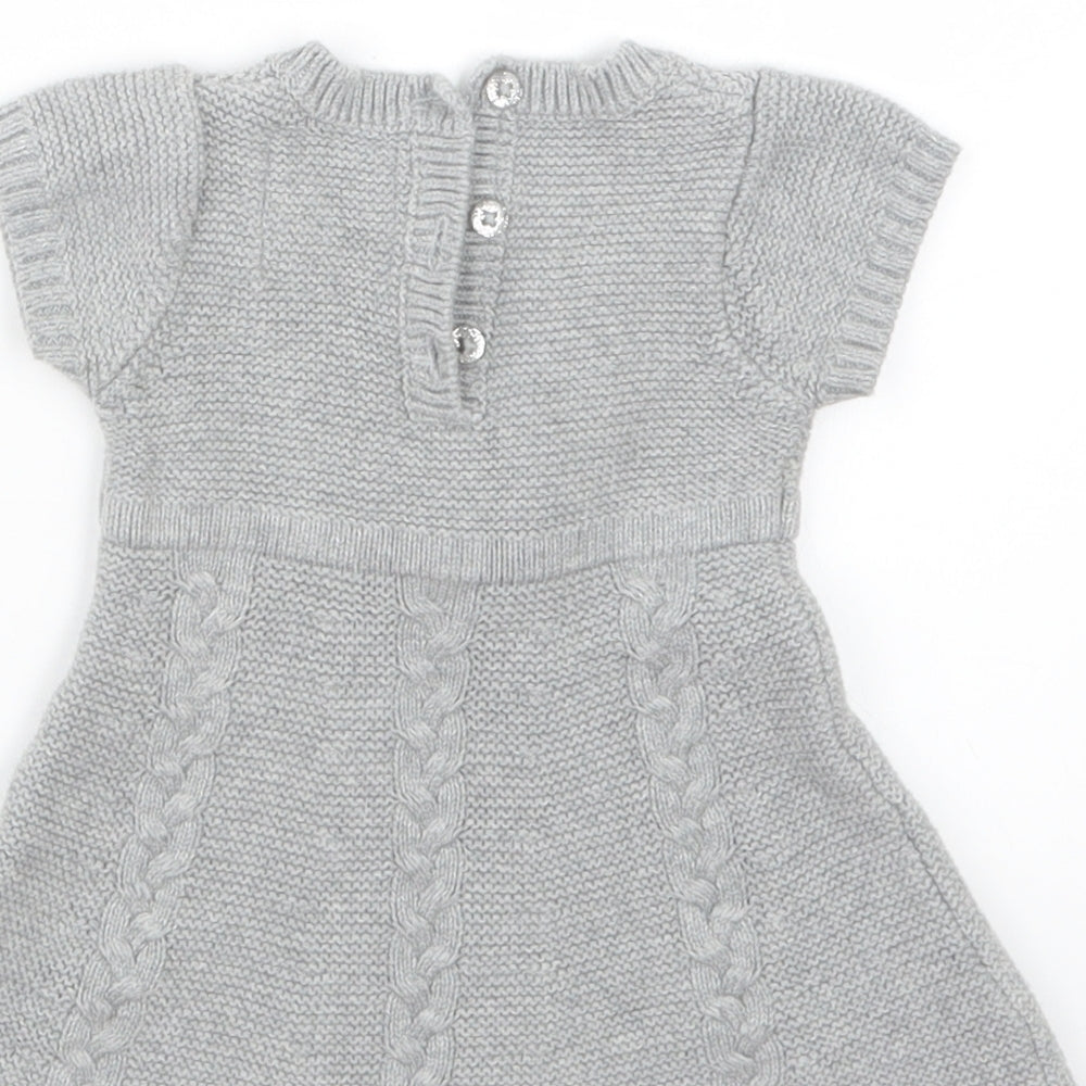 Young Dimension Girls Grey  Knit Jumper Dress  Size 3-6 Months