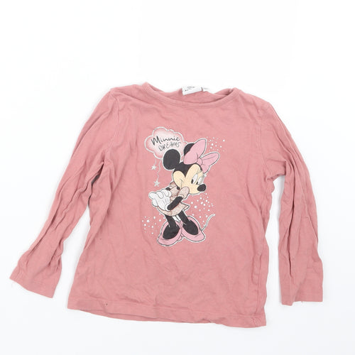 Primark Girls Pink Geometric  Top Pyjama Set Size 3-4 Years  - Minnie Mouse