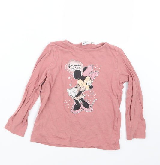 Primark Girls Pink Geometric  Top Pyjama Set Size 3-4 Years  - Minnie Mouse