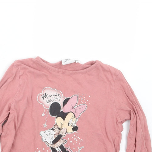 Primark Girls Pink Geometric  Top Pyjama Set Size 3-4 Years  - Minnie Mouse