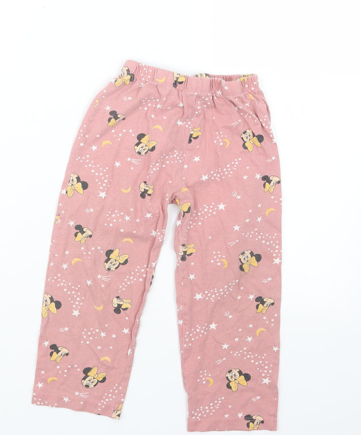 Primark Girls Pink Geometric Capri Pyjama Set Size 3-4 Years - Minnie Mouse