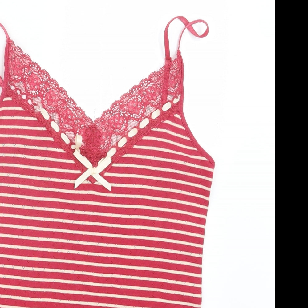 Fat Face Womens Red Striped  Top Pyjama Set Size S