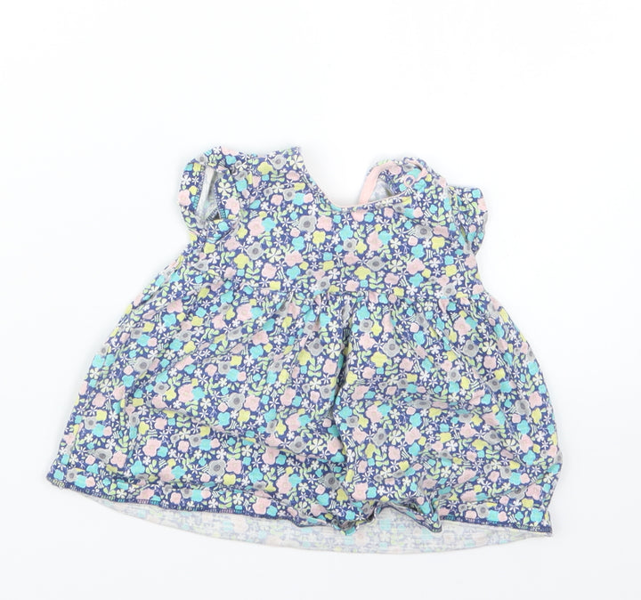 F&F Girls Blue Fair Isle Basic T-Shirt Size 3-6 Months