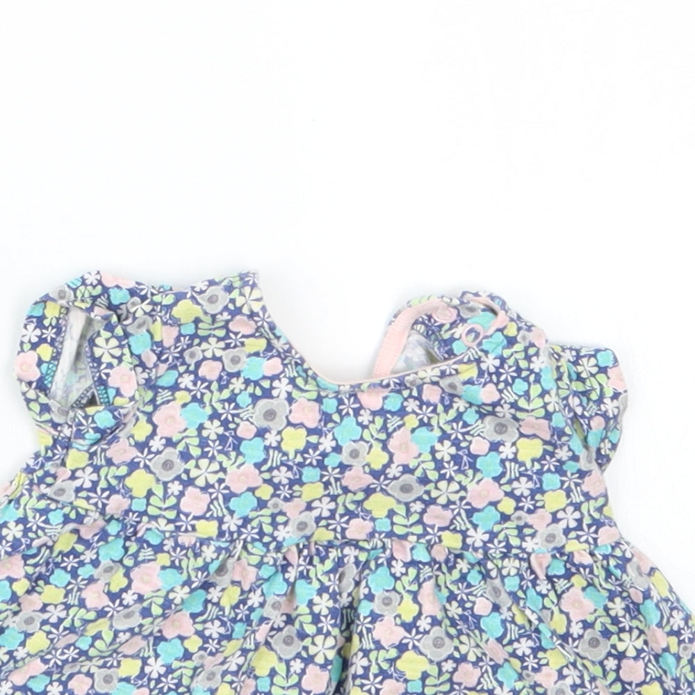 F&F Girls Blue Fair Isle  Basic T-Shirt Size 3-6 Months