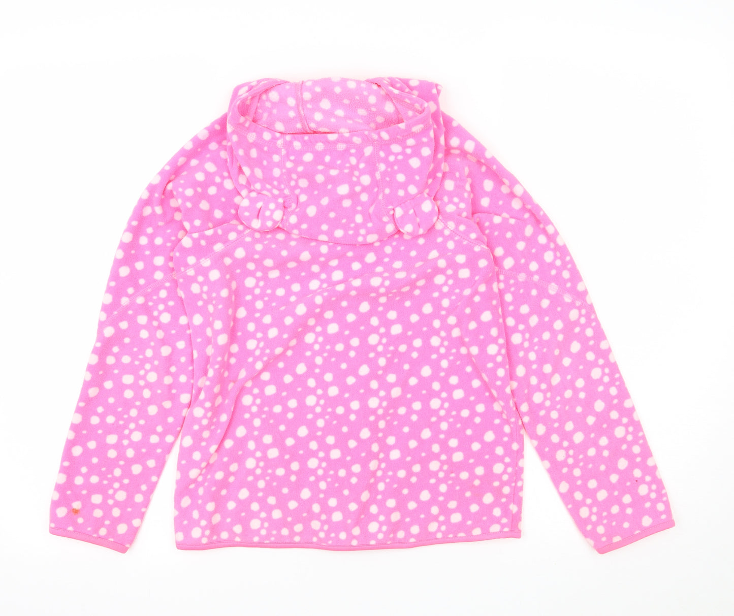 H&M Girls Pink Polka Dot Fleece Full Zip Hoodie Size 9-10 Years