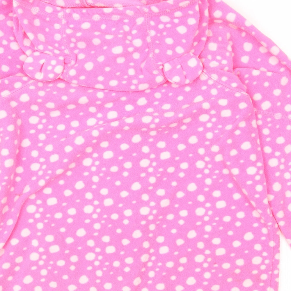 H&M Girls Pink Polka Dot Fleece Full Zip Hoodie Size 9-10 Years
