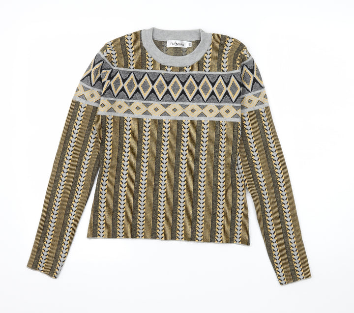 Flammode Girls Multicoloured Geometric Jersey Pullover Sweatshirt Size M