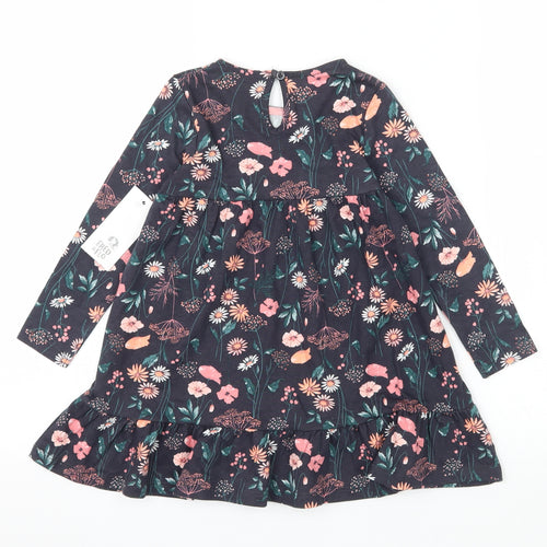 F&F Girls Multicoloured Floral Jersey T-Shirt Dress  Size 18-24 Months