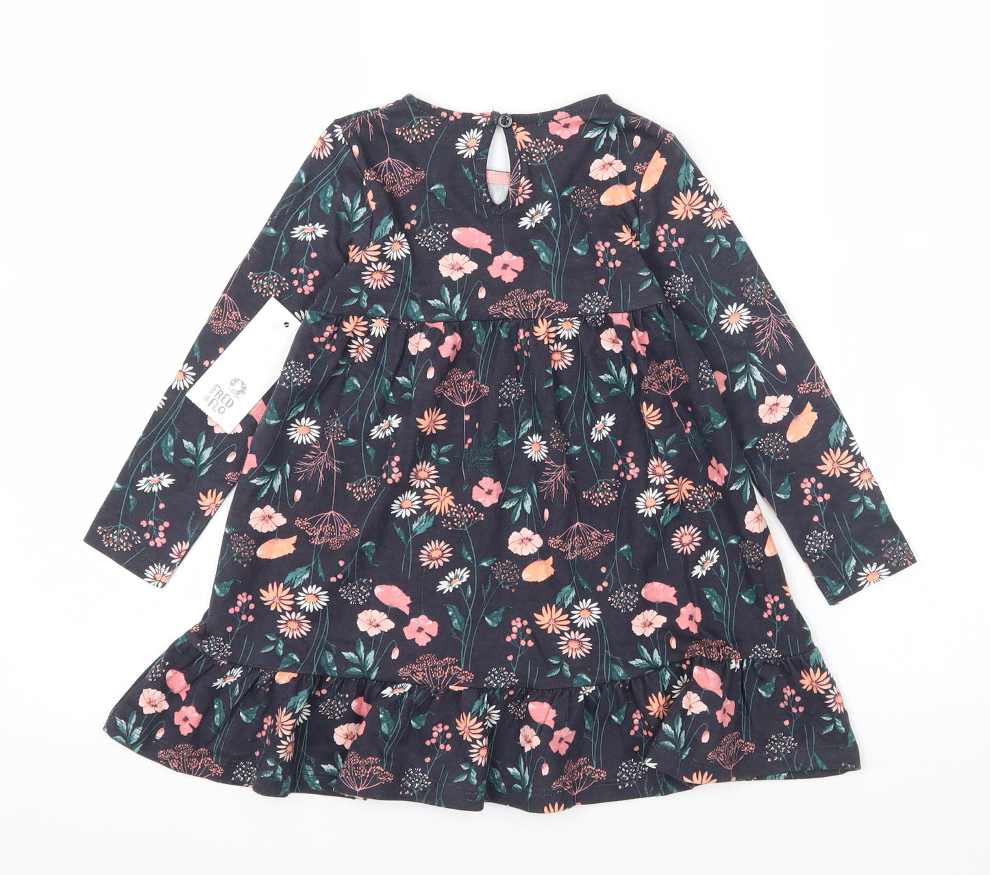 F&F Girls Multicoloured Floral Jersey T-Shirt Dress  Size 18-24 Months