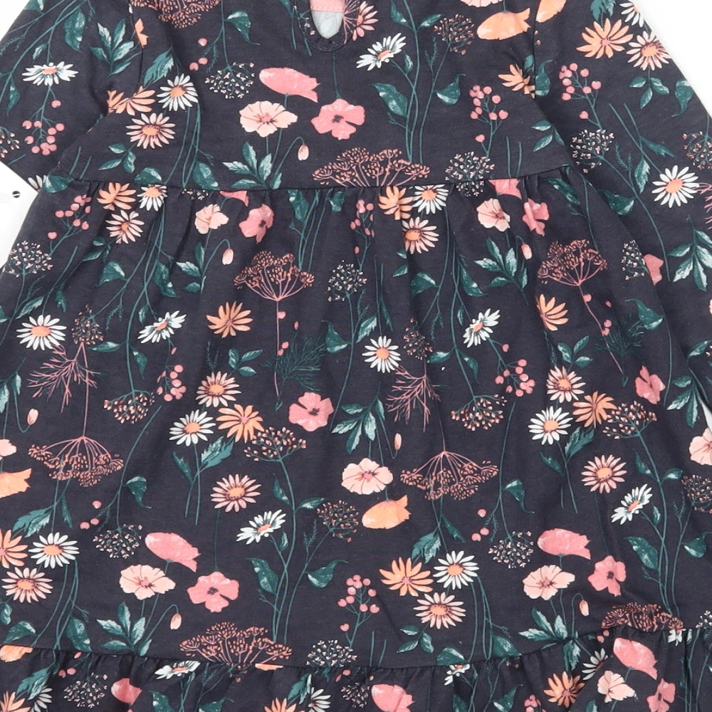 F&F Girls Multicoloured Floral Jersey T-Shirt Dress  Size 18-24 Months