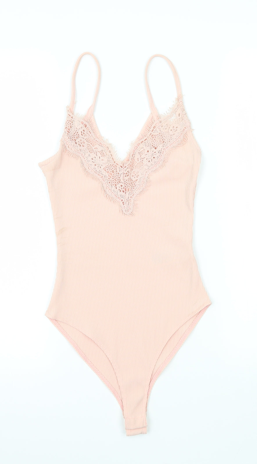 New Look Womens Pink   Bodysuit One-Piece Size 8  - lace detail