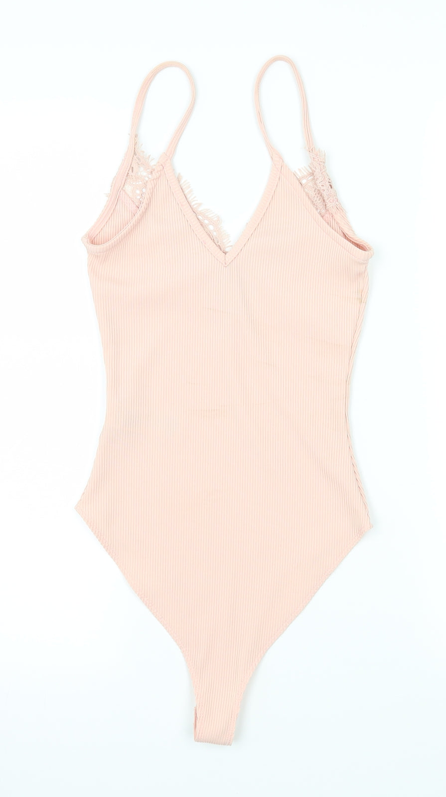 New Look Womens Pink   Bodysuit One-Piece Size 8  - lace detail