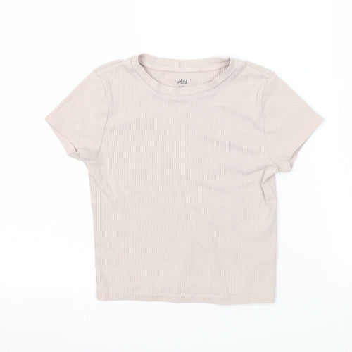 H&M Girls Beige  Jersey Basic T-Shirt Size 9-10 Years