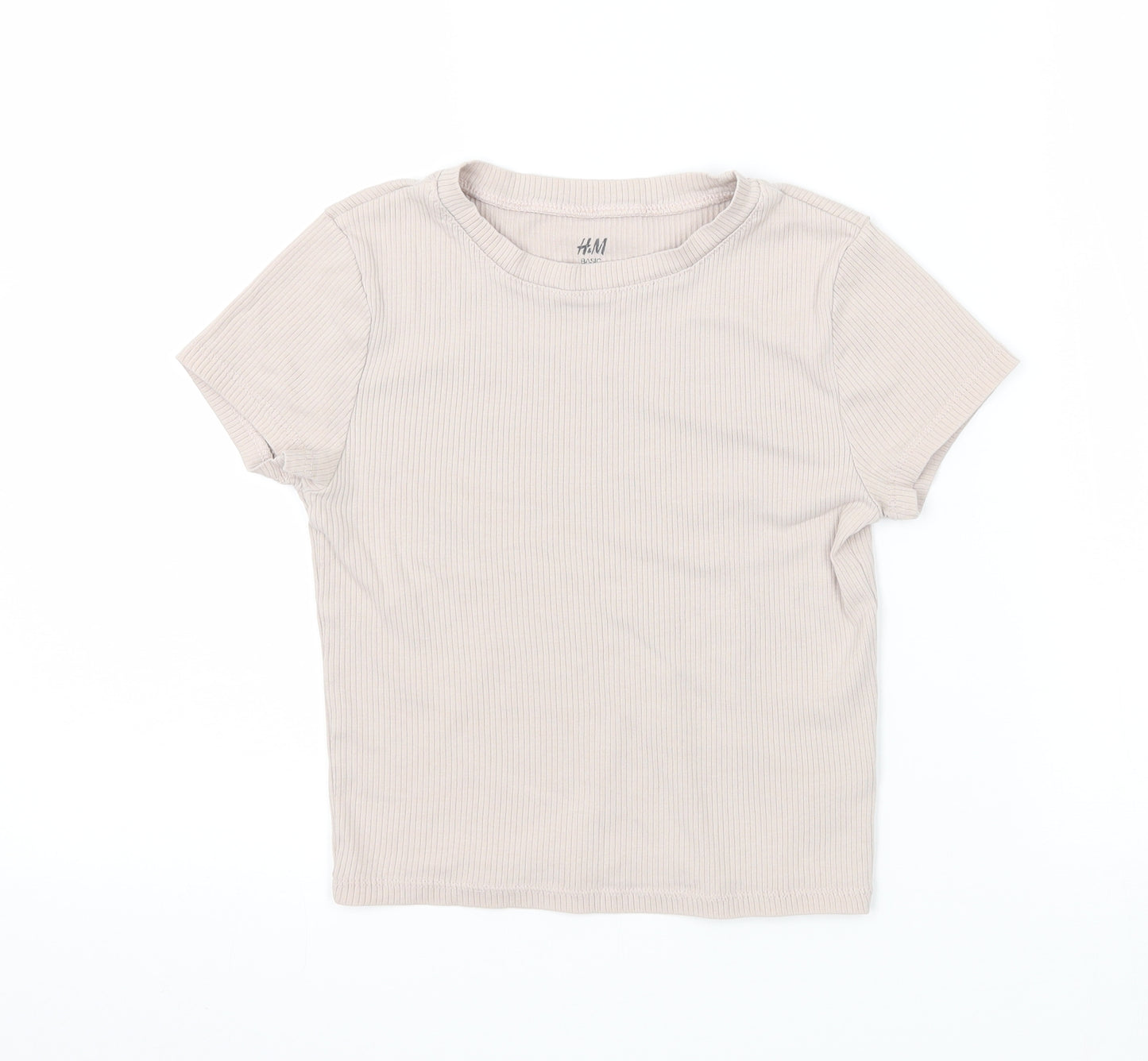 H&M Girls Beige  Jersey Basic T-Shirt Size 9-10 Years