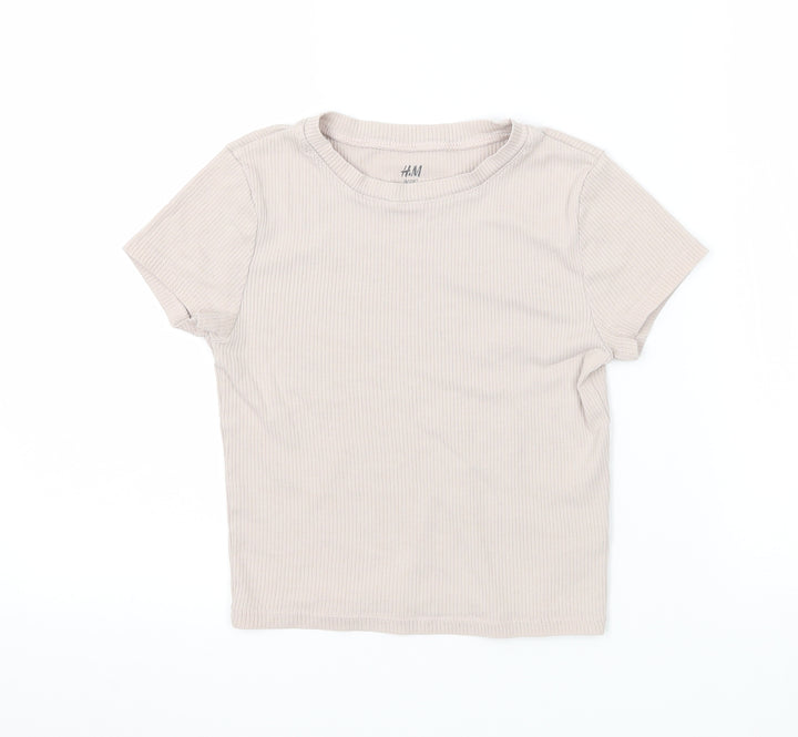 H&M Girls Beige  Jersey Basic T-Shirt Size 9-10 Years