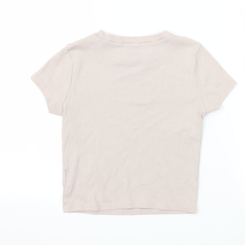 H&M Girls Beige  Jersey Basic T-Shirt Size 9-10 Years