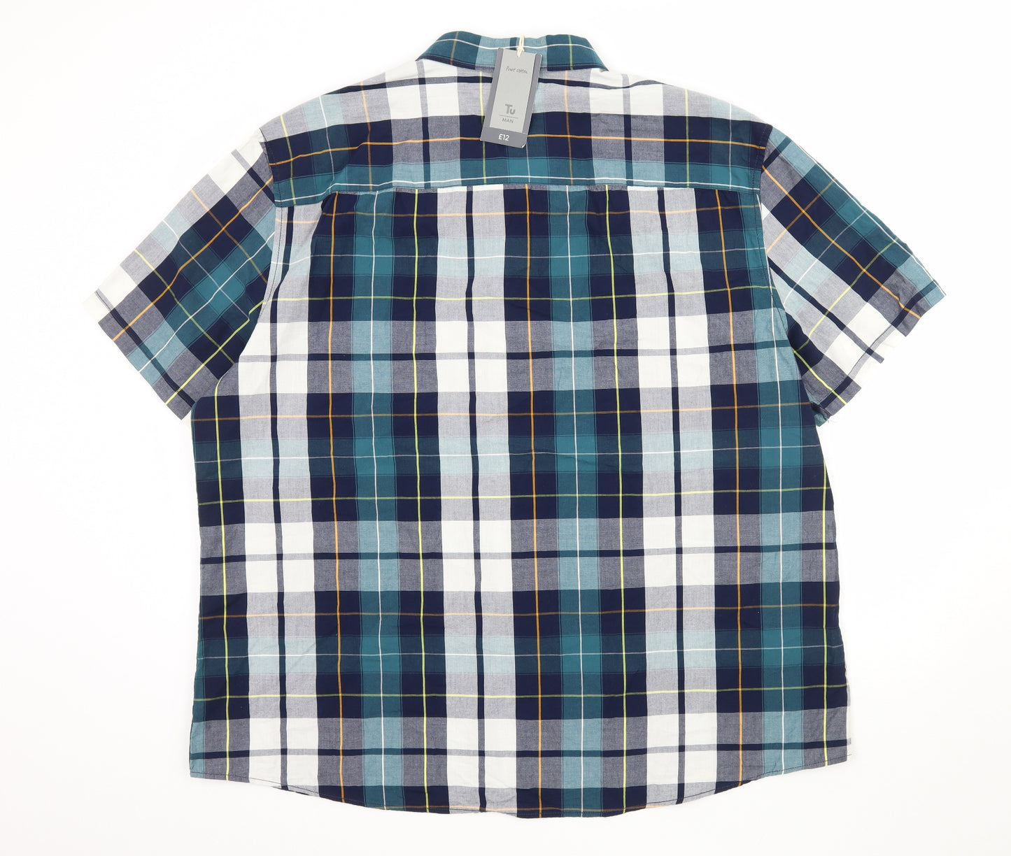 TU Mens Blue Check   Button-Up Size 2XL