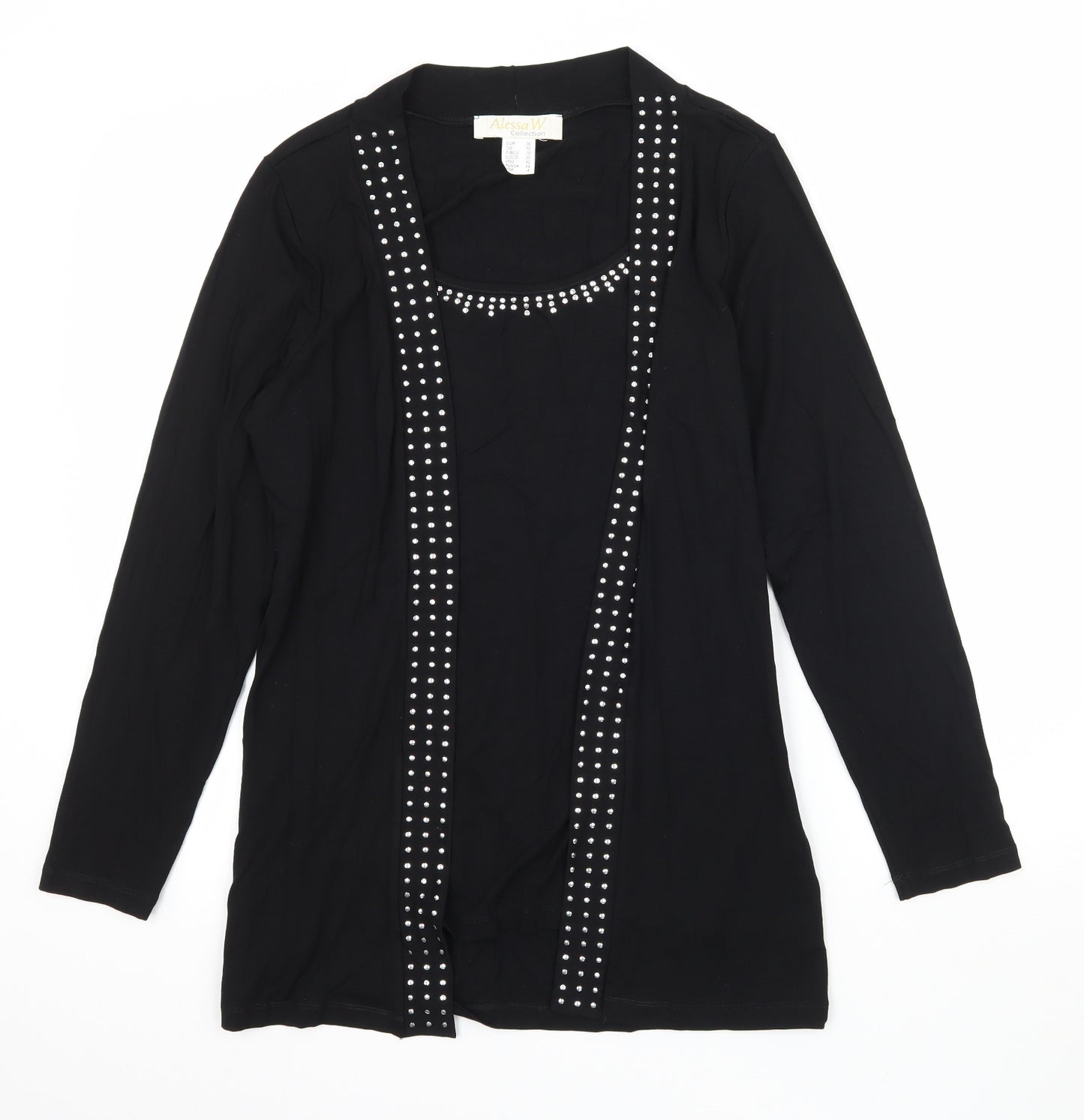 Alessa W Womens Black  Jersey Basic T-Shirt Size 10  - Cardigan and Top All in One