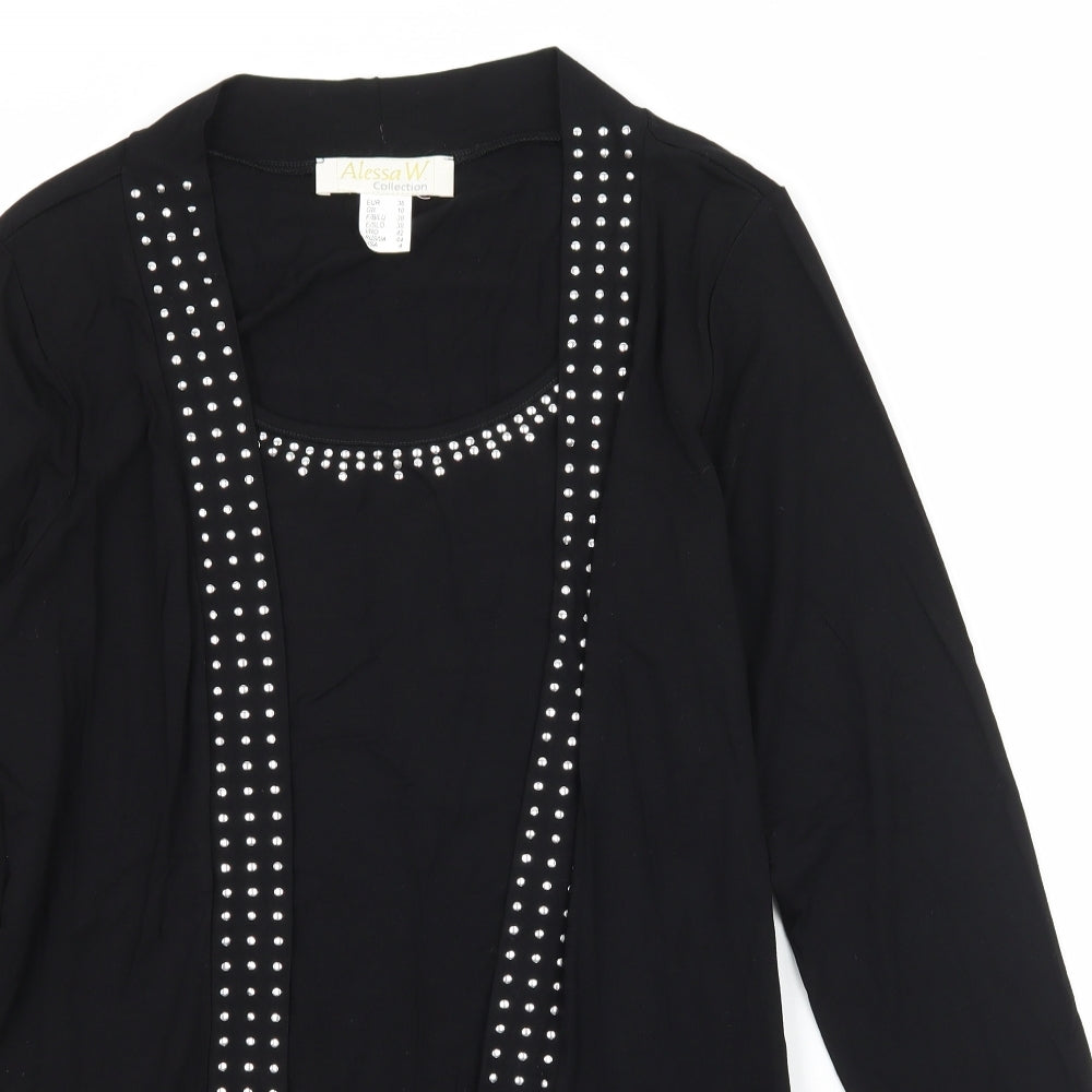 Alessa W Womens Black  Jersey Basic T-Shirt Size 10  - Cardigan and Top All in One