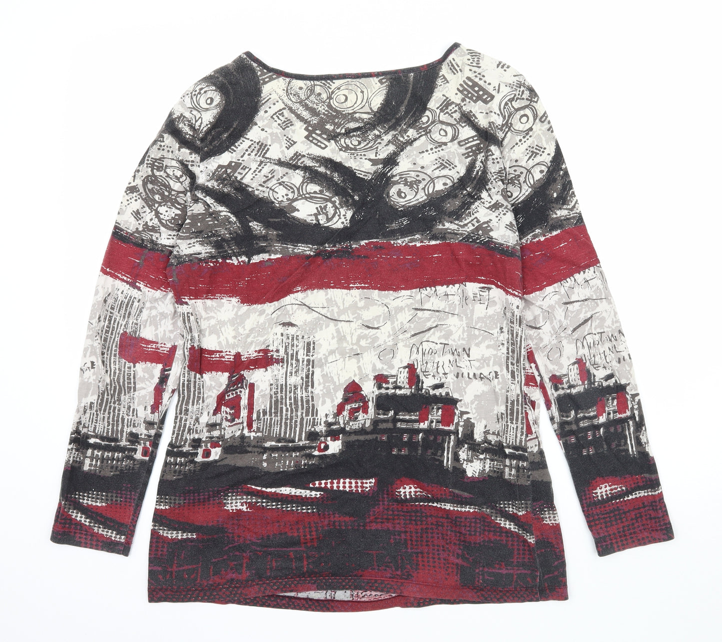 Preworn Womens Multicoloured Geometric Jersey Basic T-Shirt Size 10