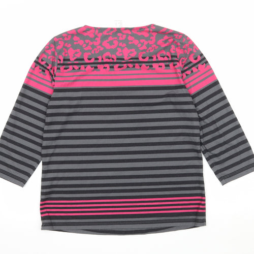 Preworn Womens Multicoloured Striped Jersey Basic T-Shirt Size 10