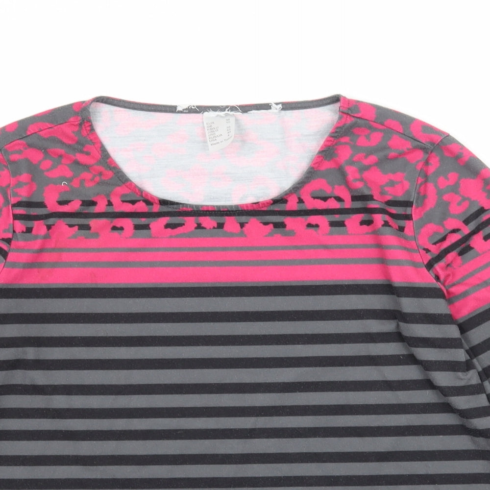 Preworn Womens Multicoloured Striped Jersey Basic T-Shirt Size 10
