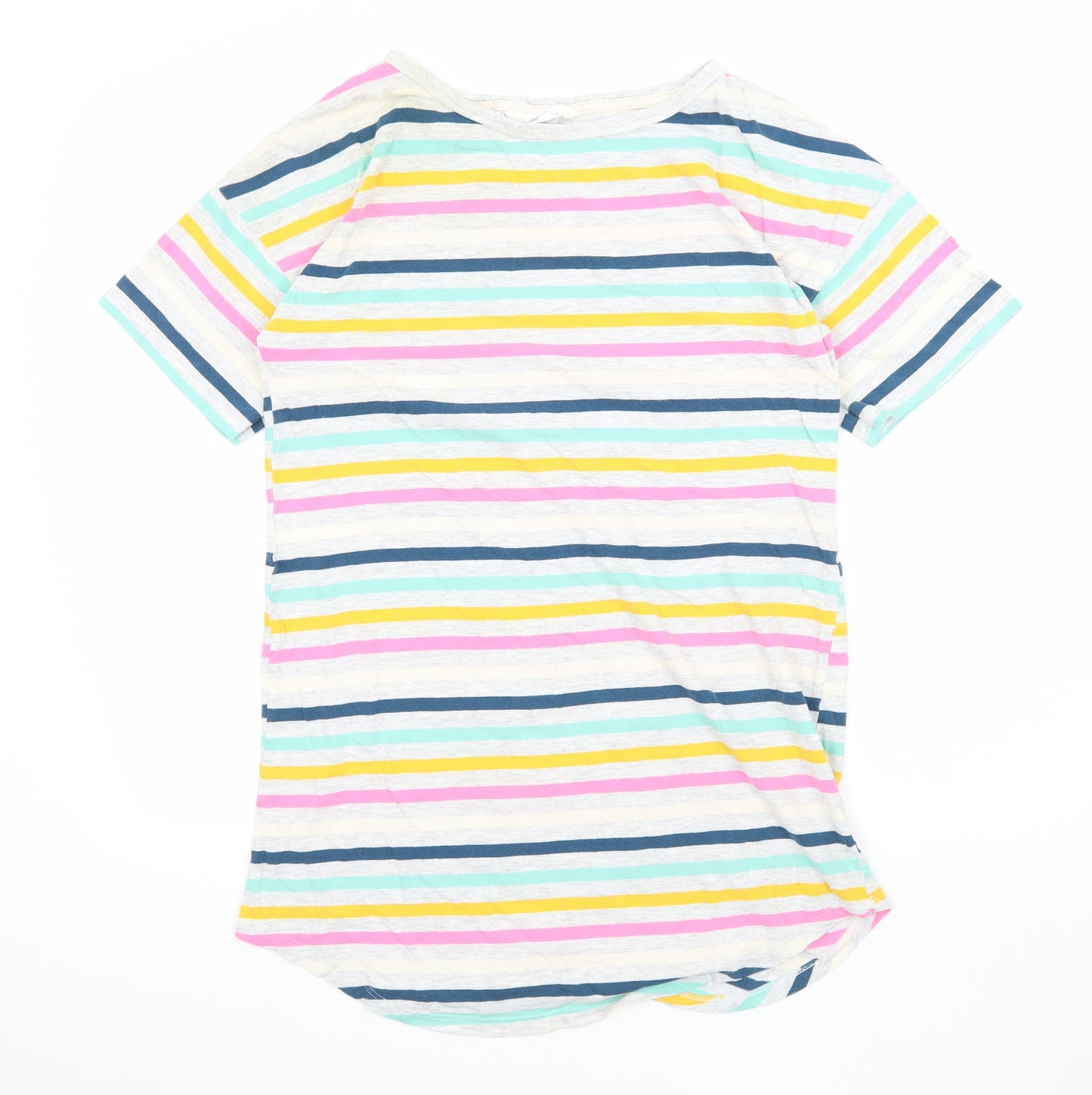 M& Womens Multicoloured Striped Jersey Top Pyjama Top Size 10