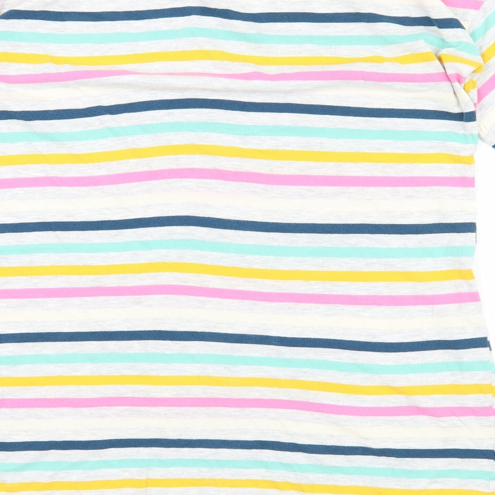 M&S Womens Multicoloured Striped Jersey Top Pyjama Top Size 10