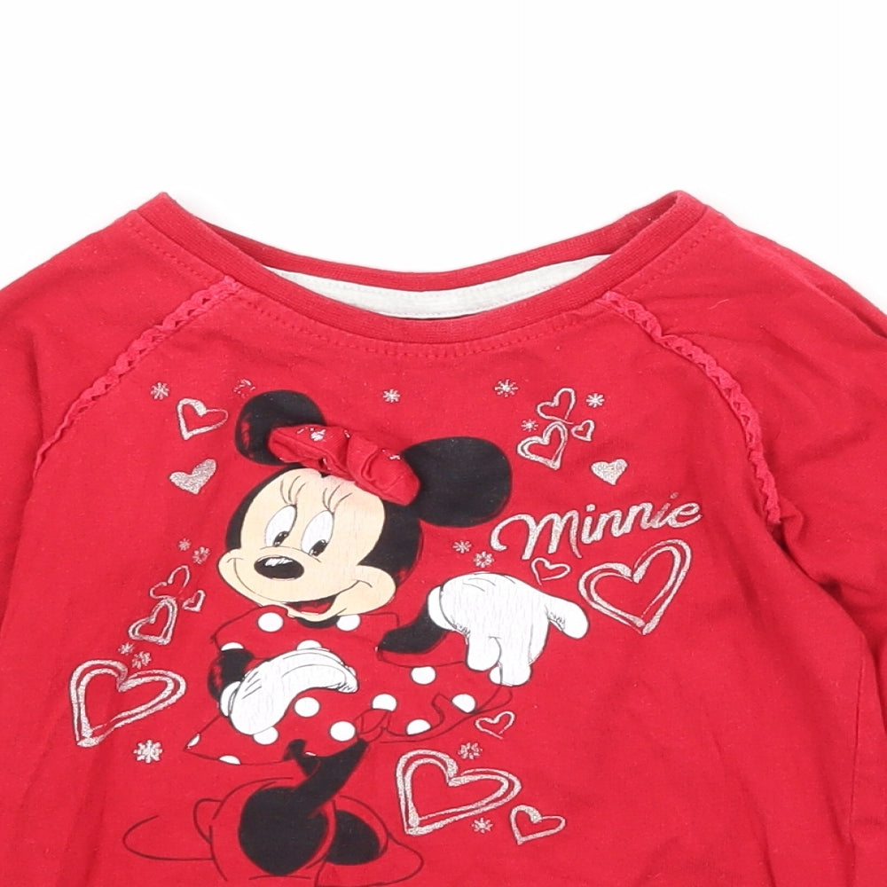 Young Dimension Girls Red  Jersey Basic T-Shirt Size 18-24 Months  - Minnie mouse