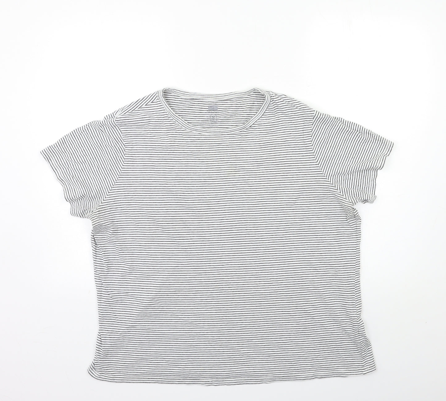 F&F Womens White Striped  Basic T-Shirt Size 20
