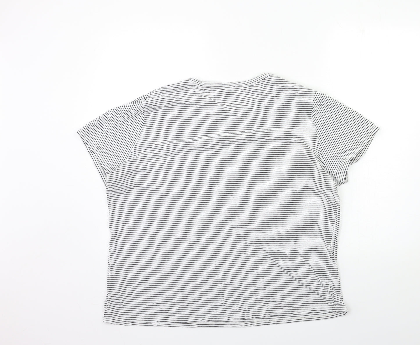 F&F Womens White Striped  Basic T-Shirt Size 20