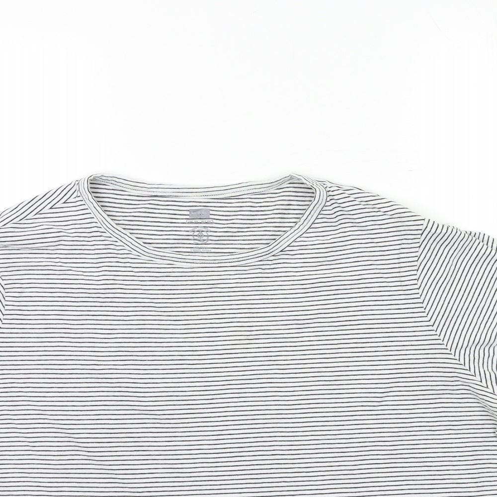 F&F Womens White Striped  Basic T-Shirt Size 20