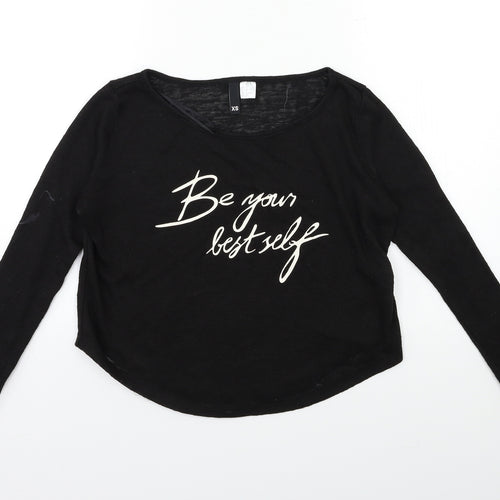 H&M Womens Black  Knit Pullover Jumper Size XS