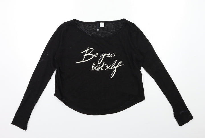 H&M Womens Black  Knit Pullover Jumper Size XS