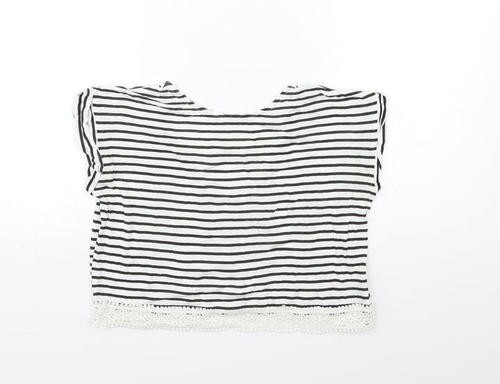 Miss Selfridge Womens Blue Striped  Basic T-Shirt Size 6